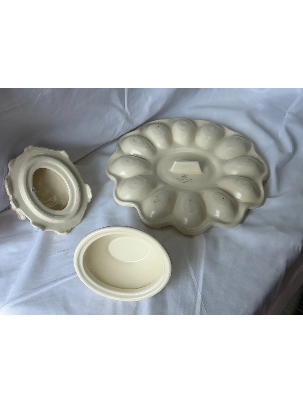 Pfaltzgraff Tea Rose Covered Deviled Egg Platter Server Complete Hard to Find